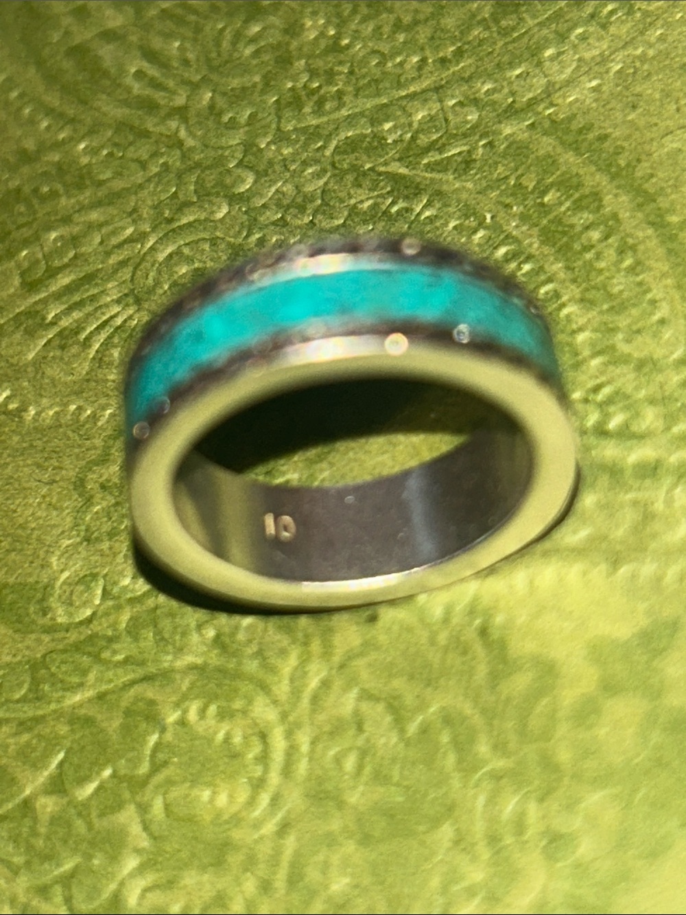 Gucci GG Sterling Silver Enamel Ring AG 925 Green Turquoise 645573 - Picture 8 of 16